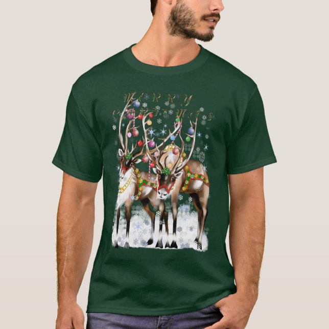 Merry Christmas Reindeer T Shirts (Front)