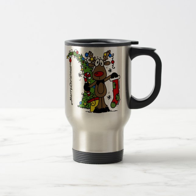 Merry Christmas Reindeer Travel Mug (Right)