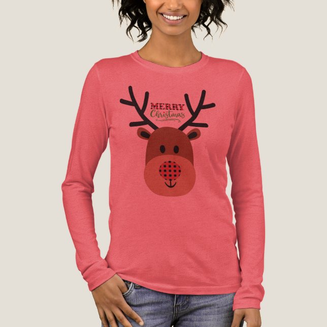 Merry Christmas Reindeer Tri-Blend Shirt (Front)