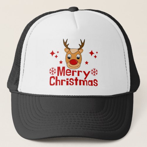 Merry Christmas Reindeer Trucker Hat