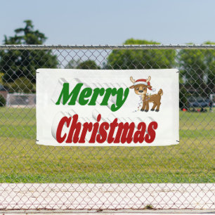 Merry Christmas Reindeer typography Banner