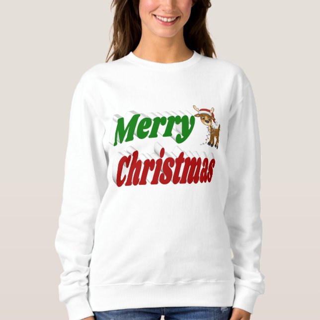 Merry Christmas Reindeer typography  Sweatshirt (Front)
