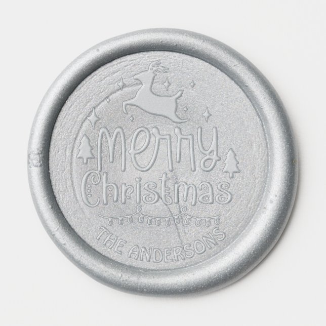 Merry Christmas Reindeer Wax Seal Sticker (Front)