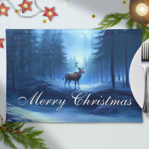Merry Christmas Reindeer Winter Wonderland Cloth Placemat