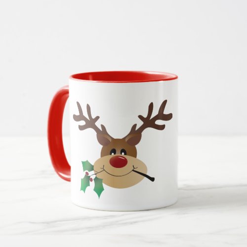Merry Christmas Reindeer With Mistletoe Mug