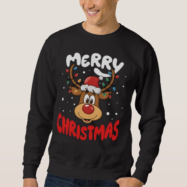 Merry Christmas Reindeer Women Men Funny Family Sweatshirt (Front)