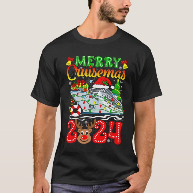 Merry Christmas Reindeer Xmas Family Men Women  T-Shirt (Front)