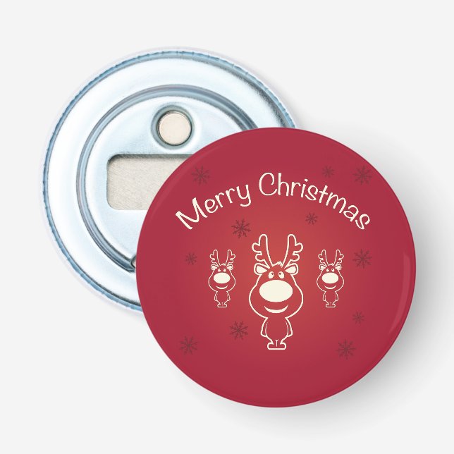 Merry Christmas Reindeers Bottle Opener (Front)