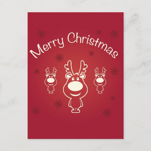 Merry Christmas Reindeers Holiday Postcard