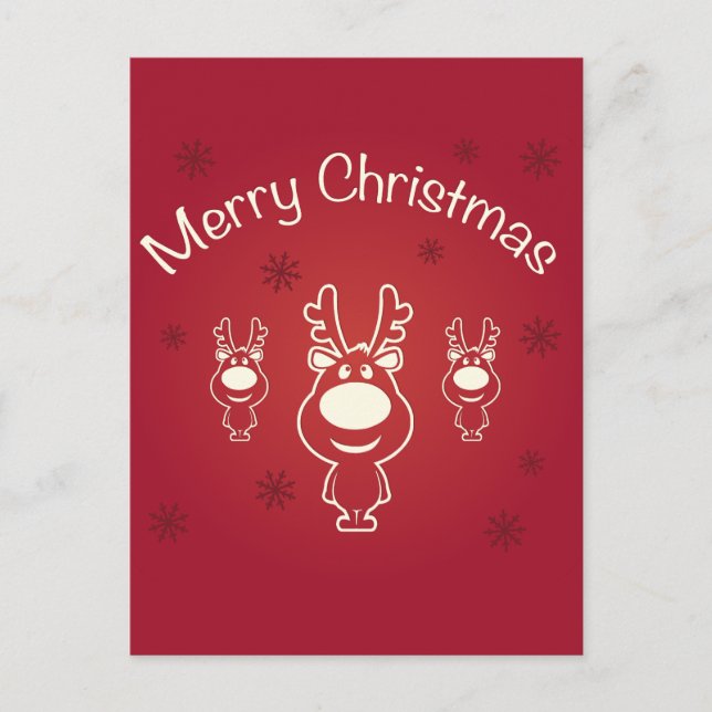 Merry Christmas Reindeers Holiday Postcard (Front)