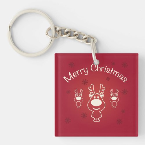 Merry Christmas Reindeers Keychain