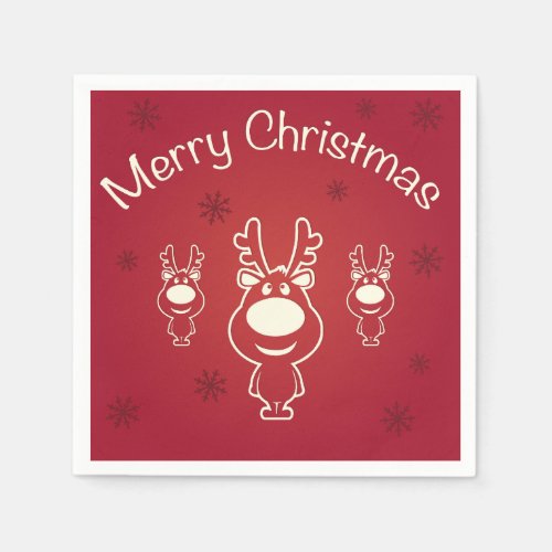 Merry Christmas Reindeers Paper Napkins