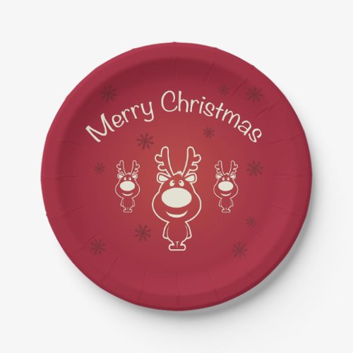 Merry Christmas Reindeers Paper Plates