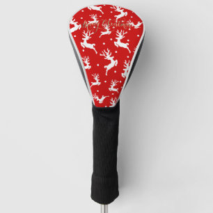 Merry Christmas Reindeers Red Golf Head Cover