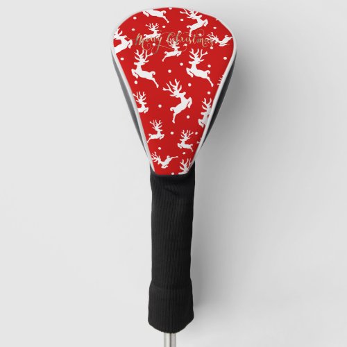 Merry Christmas Reindeers Red   Golf Head Cover