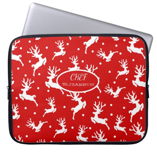 Merry Christmas Reindeers Red Holiday   Laptop Sleeve