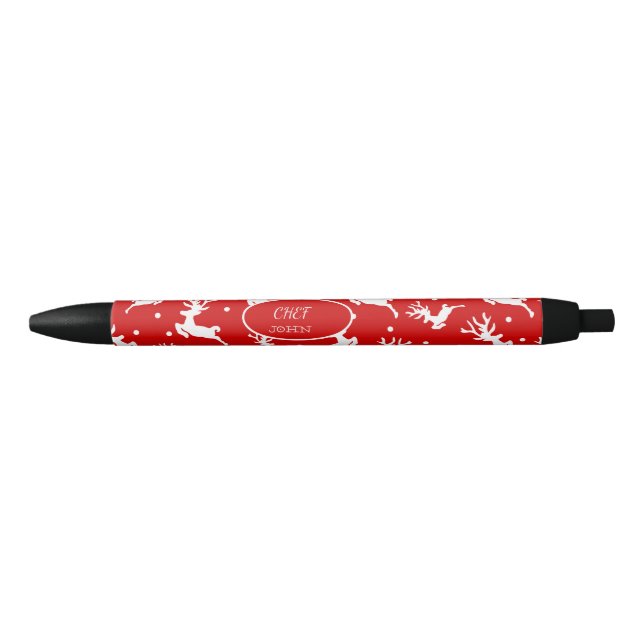 Merry Christmas Reindeers Red Holiday  Pen (Front)
