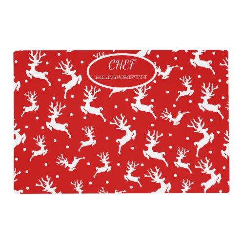 Merry Christmas Reindeers Red Holiday  Placemat