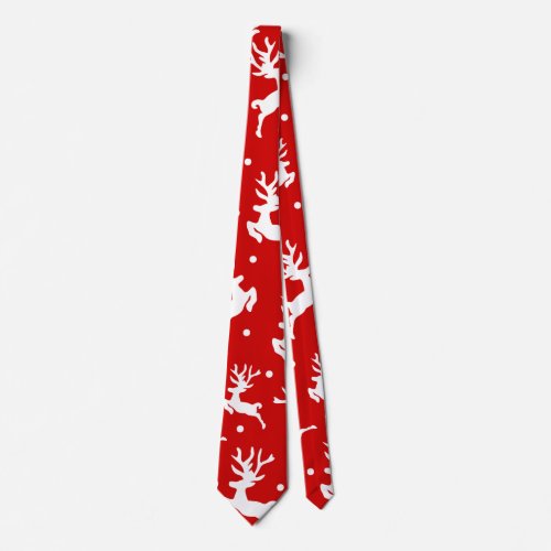 Merry Christmas Reindeers Red  Neck Tie