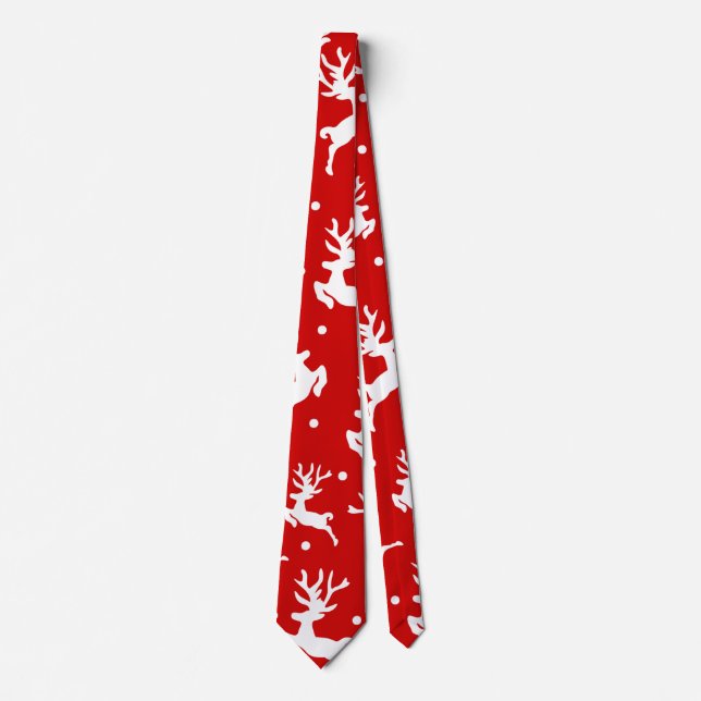 Merry Christmas Reindeers Red  Neck Tie (Front)