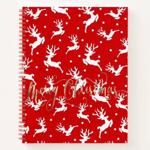 Merry Christmas Reindeers Red  Notebook