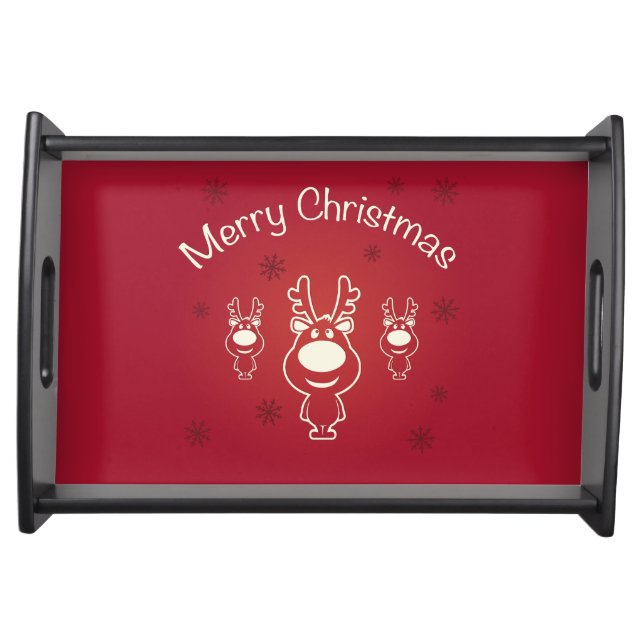 Merry Christmas Reindeers Serving Tray (Front)