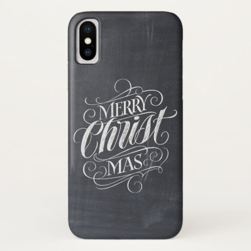 Merry CHRISTmas Religious Calligraphy Chalkboard C iPhone XS Case