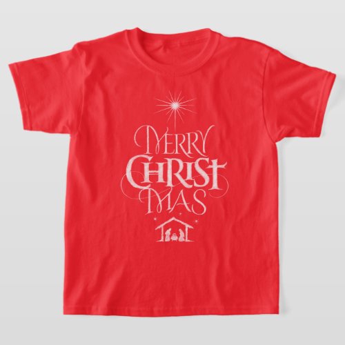 Merry Christmas Religious Calligraphy Chalkboard T_Shirt