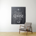 Merry Christmas Religious Calligraphy Chalkboard Tapestry<br><div class="desc">Fashionable and fun chalkboard look. We say 'Merry Christmas' but often we forget the origin of the words. This original hand lettering uses its unique design to tell the story simply and elegantly. Show your CHRISTmas spirit. Perfect classy and classic holiday decoration. See all the design variations in my store...</div>