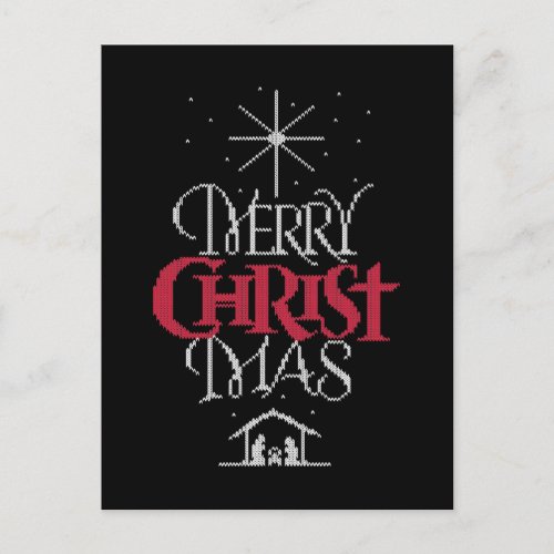 Merry CHRISTmas Religious Calligraphy Lettering Holiday Postcard