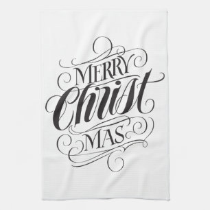 Merry CHRISTmas Religious Calligraphy Lettering Kitchen Towel