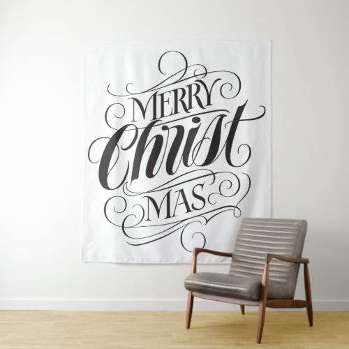Merry CHRISTmas Religious Calligraphy Script Tapestry