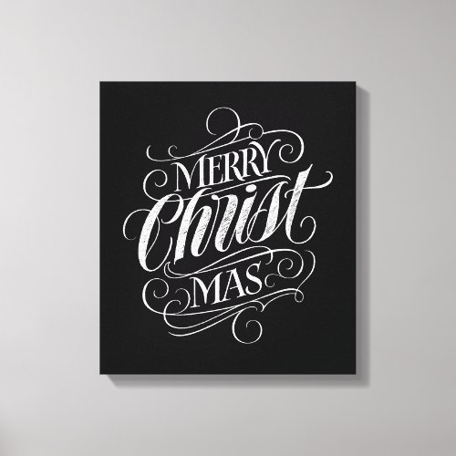 Merry CHRISTmas Religious Chalkboard Calligraphy Canvas Print