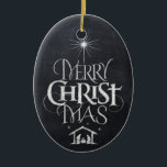 Merry CHRISTmas Religious Chalkboard Calligraphy Ceramic Ornament<br><div class="desc">We say 'Merry Christmas' but often we forget the origin of the words. This original hand lettering uses its unique design to tell the story simply and elegantly in the fashionable and fun chalkboard look. Show your CHRISTmas spirit. Find this piece of designed lettering on other products - just check...</div>