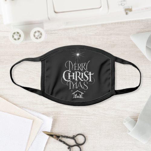 Merry CHRISTmas Religious Chalkboard Calligraphy Face Mask