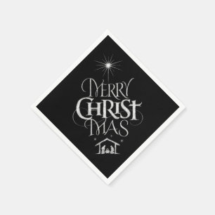 Merry CHRISTmas Religious Chalkboard Calligraphy Napkins