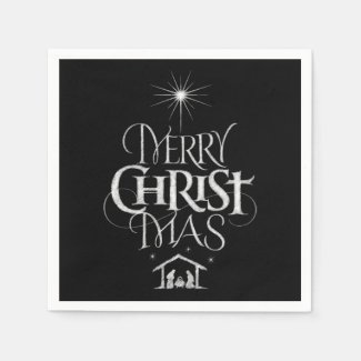 Merry CHRISTmas Religious Chalkboard Calligraphy Napkins