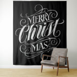 Merry CHRISTmas Religious Chalkboard Chalk Tapestry<br><div class="desc">We say 'Merry Christmas' very often during the season, but sometimes we tend to forget where this greeting actually originates from. Here is a wonderfully elegant piece of custom hand lettering to give a gentle nudge back into the direction of Jesus. Art by professional calligrapher Ivan Angelic. This piece of...</div>