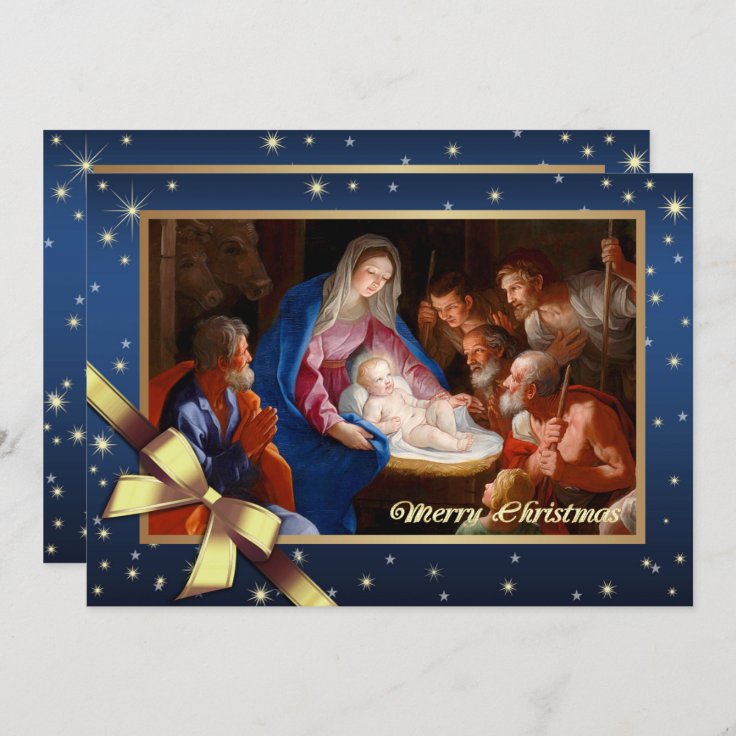 Merry Christmas.Religious Fine Art Christmas Cards | Zazzle