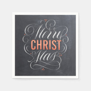 Merry CHRISTmas Religious Marquee Chalkboard Chalk Paper Napkins