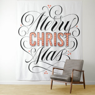 Merry CHRISTmas Religious Marquee Sign Calligraphy Tapestry
