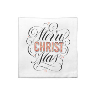 Merry CHRISTmas Religious Red Marquee Calligraphy Napkin