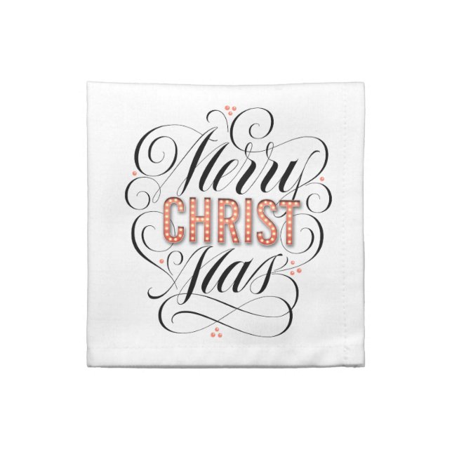 Merry CHRISTmas Religious Red Marquee Calligraphy Napkin (Quarter Fold)