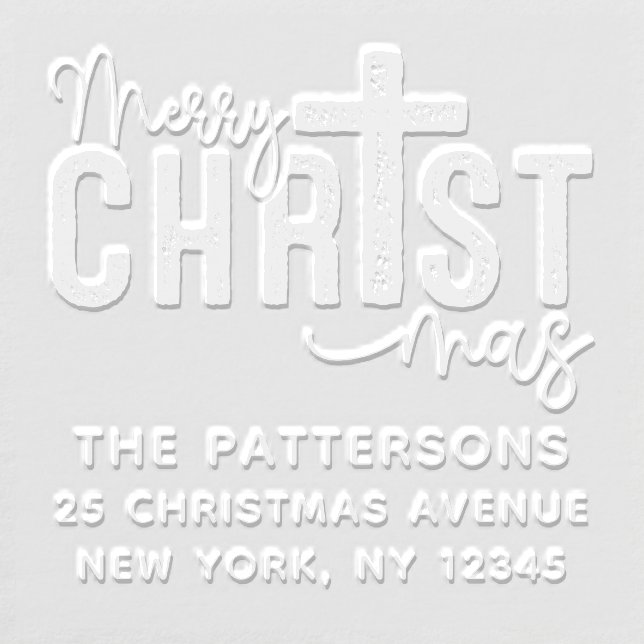 Merry Christmas Religious Return Address Embosser (Design)