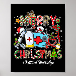 Merry Christmas Retired Nurse Life Men Women Xmas Poster