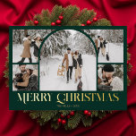 Merry Christmas Retro Arch Photo Collage Foil Holiday Card<br><div class="desc">Share the joy of the season with our stunning Christmas holiday card. This beautifully designed card features a five-photo collage with an eye-catching arch template photo at the center, showcasing your cherished memories. Below, the greeting 'Merry Christmas' is elegantly scripted in a fancy vintage decorative font, adding a touch of...</div>
