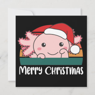 Merry Christmas Retro Axolotl Christmas Invitation