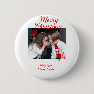 Merry Christmas retro Christmas tree kids photo na Button