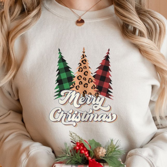 Merry Christmas Retro Christmas Trees   Sweatshirt (Creator Uploaded)
