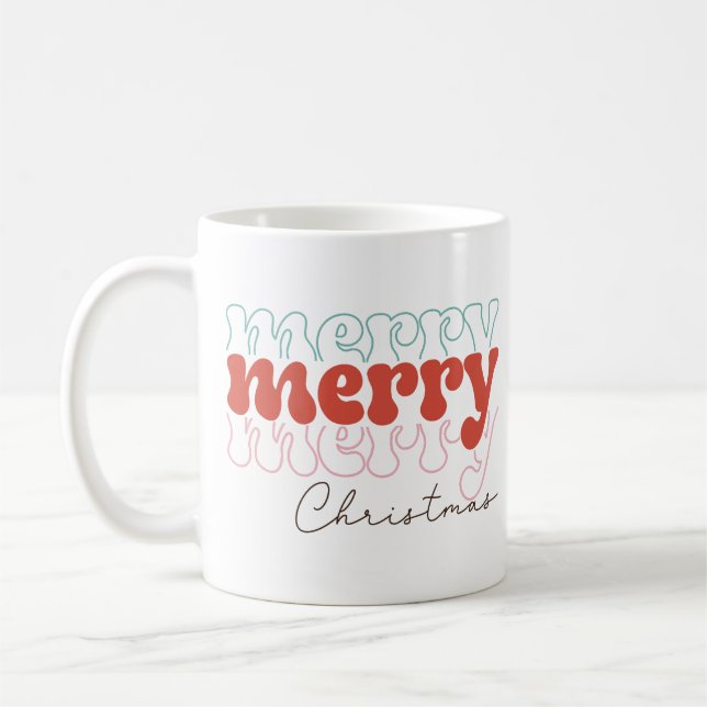 Merry Christmas Retro Coffee Mug (Left)